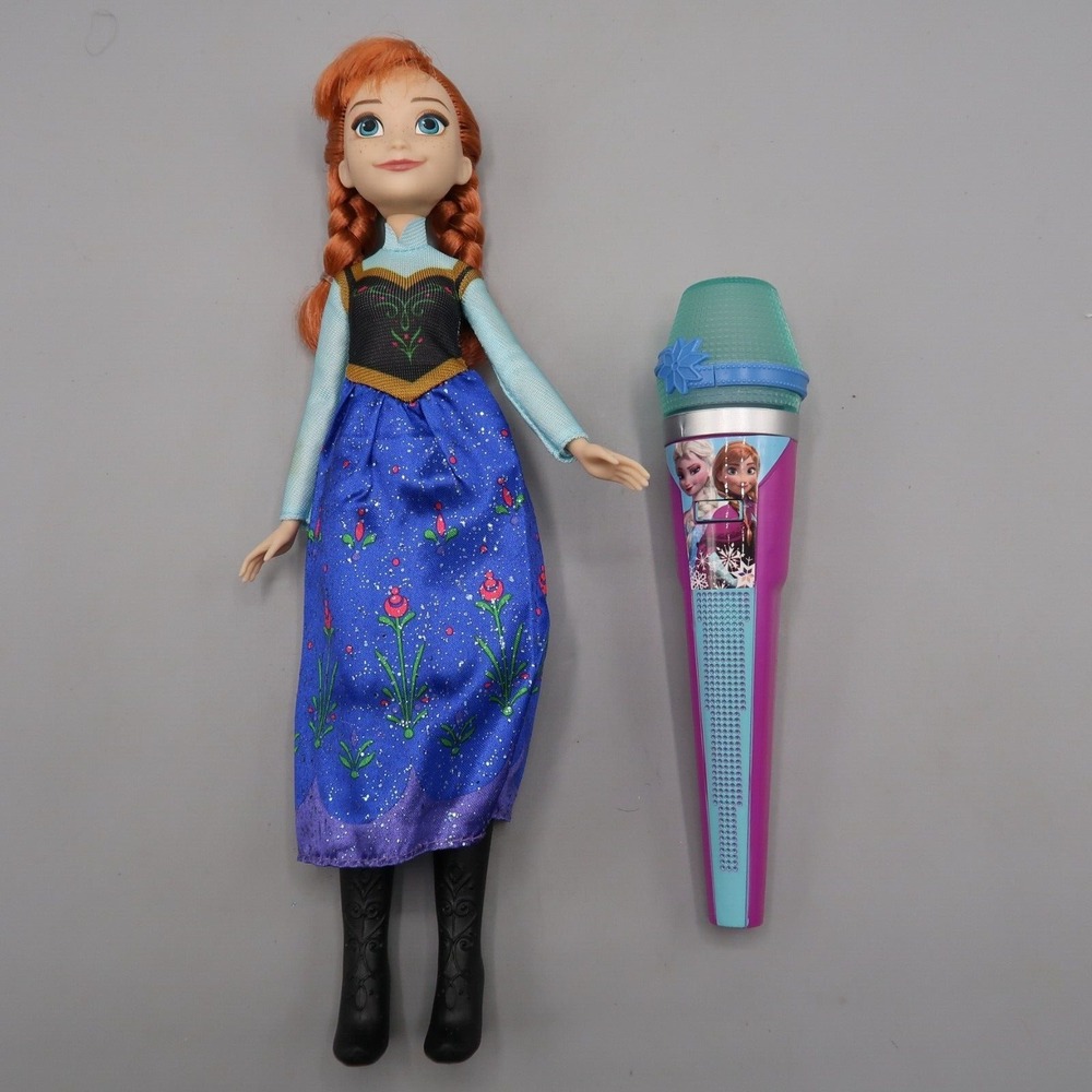 Frozen Sing Along Karaoke Microphones‎ Flashing Lights & Anna Doll Disney lot